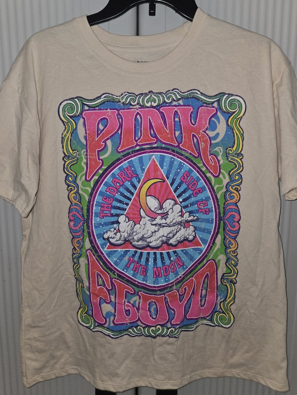 Old Navy Cream Kids Pink Floyd Graphic Tee with Pink & Blue Print